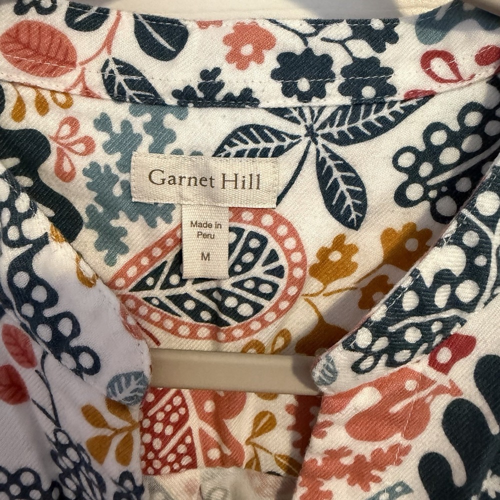 Garnet Hill Sleep Shirt Organic Pima Cotton Flannel Floral Nightgown M NWOT - Picture 3 of 10